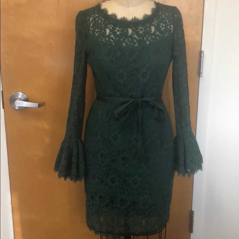 Beautiful lace green dress with bell sleeves !
